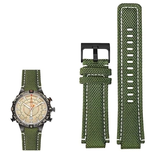 hoosouk Nylon-Uhrenarmband für Timex-Uhr T2N721 T2N720 739 TW2T6300 Armband(Army green BK) von hoosouk