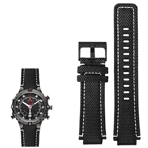 hoosouk Nylon-Uhrenarmband für Timex-Uhr T2N721 T2N720 739 TW2T6300 Armband(Black white BK) von hoosouk