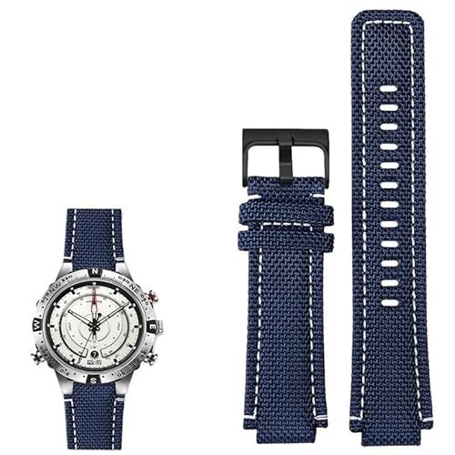 hoosouk Nylon-Uhrenarmband für Timex-Uhr T2N721 T2N720 739 TW2T6300 Armband(Blue white BK) von hoosouk