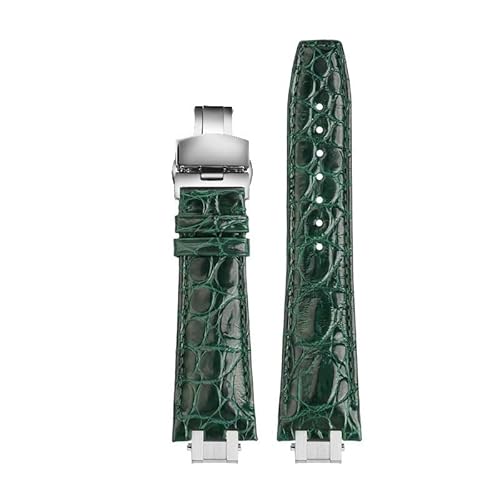 hoosouk Schnelladapterband für MAURICE LACROIX AIKON AI6008 AI6007 AI6038 AI6058 Herren-Lederarmband(Green buckl adapter,AI6007) von hoosouk