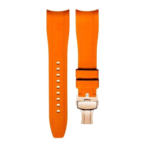 hoosouk Silikon-Uhrenarmband für HAMILTON Arc-shaped Interface Pin Schnalle Schmetterling Schnalle Armband(Oranger2,20mm) von hoosouk
