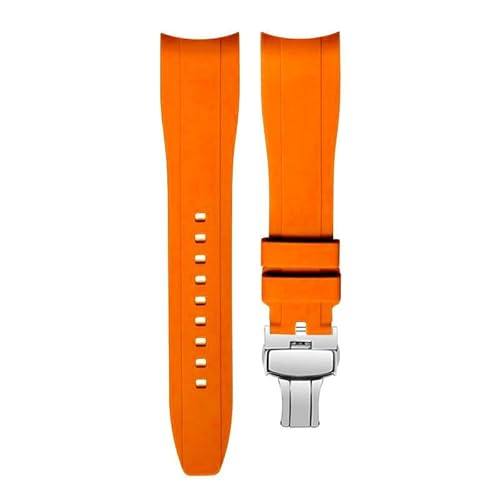 hoosouk Silikon-Uhrenarmband für HAMILTON Arc-shaped Interface Pin Schnalle Schmetterling Schnalle Armband(Oranges2,21mm) von hoosouk