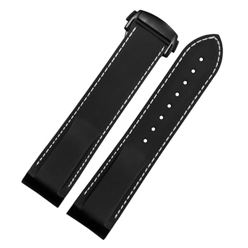hoosouk Silikon-Uhrenarmband für Omega Seamaster Planet Ocean Herren-Kautschukarmband(Blackwb,22mm) von hoosouk