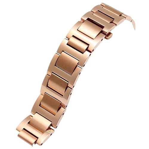 hoosouk Uhrenarmband Für Cartier Ballon Bleu, Massives Edelstahlarmband Mit Schmetterlingsschließe(Rose gold,22-14mm) von hoosouk