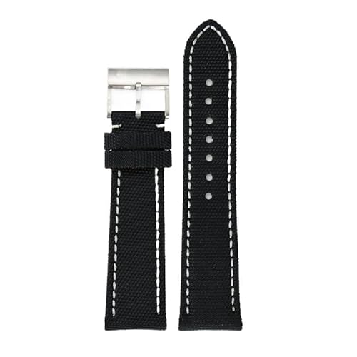 hoosouk Uhrenarmband aus Nylon-Canvas für Breitling Avenger Reconnaissance Aircraft Super Ocean Yellow Wolf Blackbird(Black silver) von hoosouk