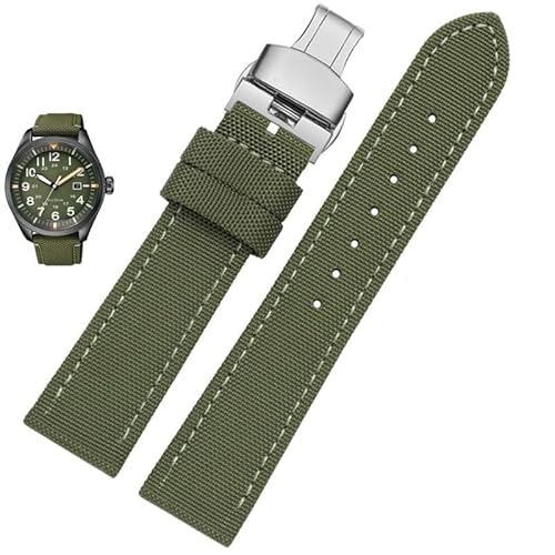 hoosouk Uhrenarmband aus Nylon-Canvas für Uhrenarmband mit Blancpain-Co-Branding(Green silver b) von hoosouk