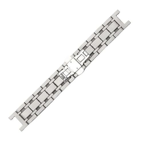 hoosouk Uhrenkette aus massivem Stahl für GC Metal Herren-Kerbarmband mit Schmetterlingsverschluss(Silver,22-13mm) von hoosouk