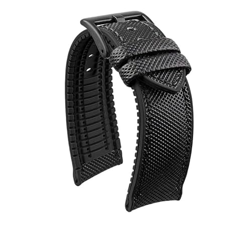 hoosouk Wasserdichtes Uhrenarmband aus Nylon mit Gummiunterseite für Mido Helmsman Commander(Blackbb,21mm) von hoosouk