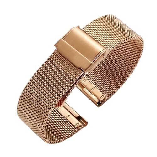 hoosouk Wasserdichtes geflochtenes Mesh-Uhrenarmband für MIDO Commander Helmsman Baroncelli Herrenuhrenarmband(Rose gold1,20mm) von hoosouk