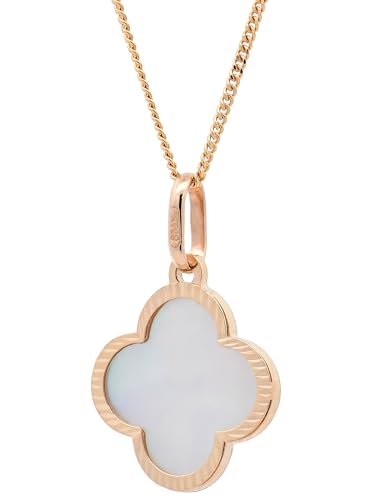 Anhänger Blume Perlmutt mit 1,1 mm Goldkette 585-14 Karat Gold, Kettenlänge:45 cm Damenkette von hoplo holzenplotz