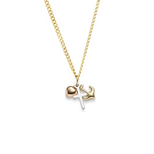 Anhänger Glaube Liebe Hoffnung 585 Gold mit massiver Goldkette 1,1 mm, Kettenlänge:60 cm Unisex von hoplo holzenplotz