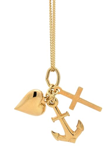 Anhänger Glaube-Liebe-Hoffnung 585 Gold mit vergoldeter Silberkette, Kettenlänge:38 cm Kindergröße von hoplo holzenplotz