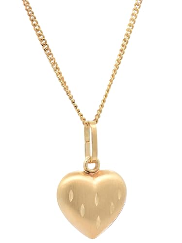 Anhänger Herz 333-8 Karat Gold mit vergoldeter Silberkette, Kettenlänge:36 cm Kindergröße von hoplo holzenplotz