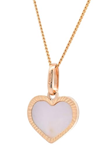 Anhänger Herz klein Perlmutt mit 1,1 mm Goldkette 585-14 Karat Gold, Kettenlänge:38 cm Kindergröße von hoplo holzenplotz
