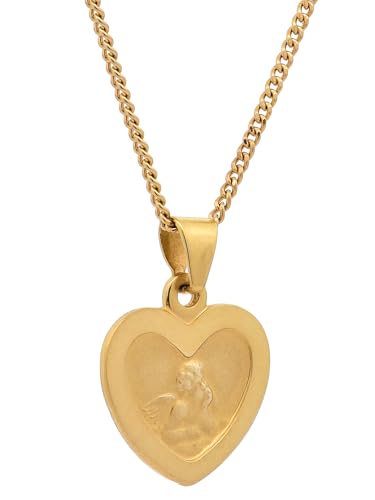 Anhänger Medaille Amor 333-8 Karat Gold mit vergoldeter Silberkette, Kettenlänge:55 cm Unisex von hoplo holzenplotz