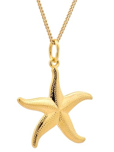 Gold Anhänger Seestern mit Goldkette massiv 333-8 Karat Gold, Kettenlänge:42 cm Damenkette von hoplo holzenplotz