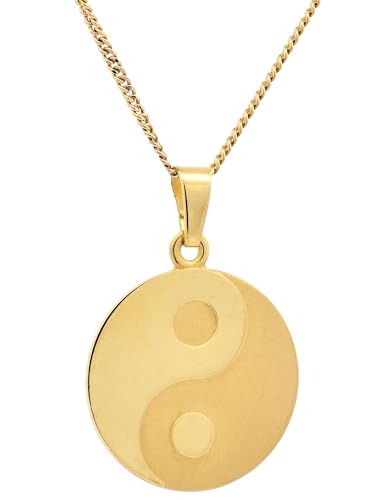 Anhänger Ying Yang 333-8 Karat Gold mit vergoldeter Silberkette, Kettenlänge:55 cm Unisex von hoplo holzenplotz