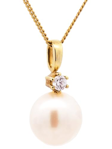 Anhänger mit Süswasserzuchtperle 333 Gold mit verg. Silberkette, Kettenlänge:40 cm enge Damenkette von hoplo holzenplotz