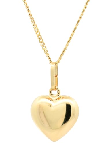 Gold Anhänger Herz 333-8 Karat Gold mit vergoldeter Kette 925 Silber, Kettenlänge:38 cm Kindergröße von hoplo holzenplotz