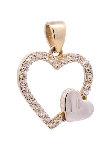 Gold Anhänger Herz Zirkonia massiv 333-8 Karat Gold rhodiniert von hoplo holzenplotz