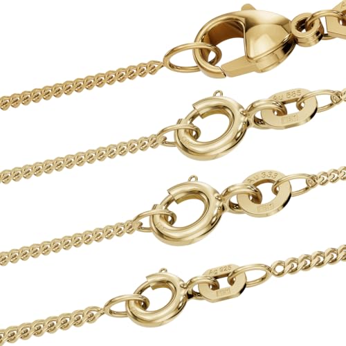 Goldkette Panzerkette 1,4mm 333-585 - 750 Gold oder Silber vergoldet, Länge:50 cm, Material:333 (8 K) Gelbgold von hoplo holzenplotz