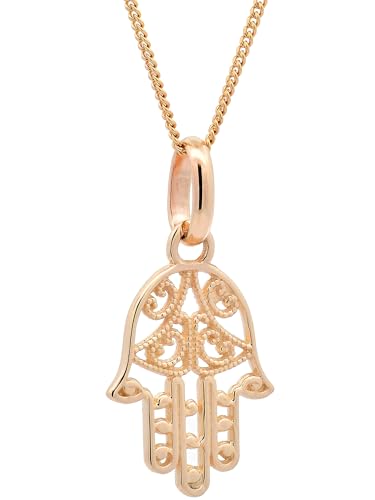 Halskette Anhänger Fatimas Hand mit 1,1 mm Goldkette 585-14 Karat Gold, Kettenlänge:60 cm Unisex von hoplo holzenplotz
