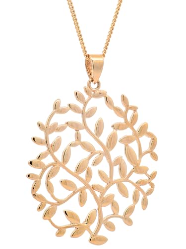 Halskette Anhänger Olivenzweig mit 1,1 mm Goldkette 585-14 Karat Gold, Kettenlänge:60 cm Unisex von hoplo holzenplotz