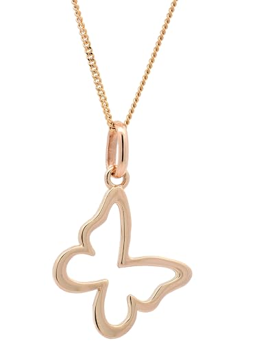 Halskette Anhänger Schmetterling mit 1,1mm Goldkette 585-14 Karat Gold, Kettenlänge:40 cm enge Damenkette von hoplo holzenplotz