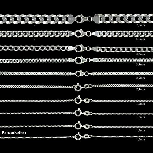 Silberkette Halskette echt massiv 925 Sterlingsilber - Ketten Auswahl, Kettenlänge:45 cm Damenkette, Kettenbreite:5.0 mm, Kette:Panzerketten von hoplo holzenplotz