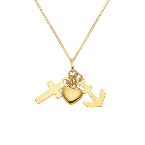 Gold Anhänger Glaube-Liebe-Hoffnung mit Goldkette 333-8 Karat Gold, Kettenlänge:60 cm Unisex von hoplo holzenplotz