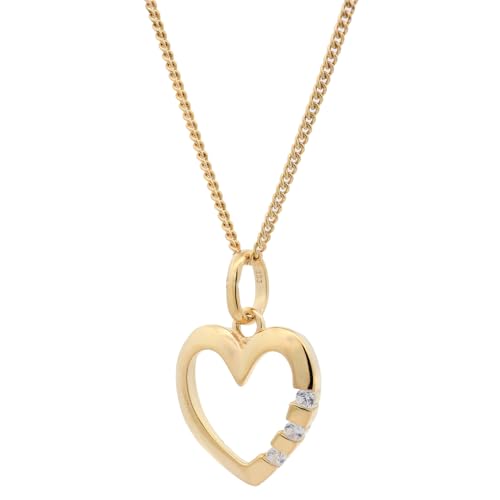 Anhänger Herz massiv 333-8 Karat Gold mit vergoldeter Silberkette, Kettenlänge:42 cm Damenkette von hoplo holzenplotz