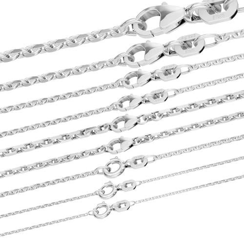 hoplo holzenplotz Ankerkette diamantiert Halskette massiv 925 Sterlingsilber Auswahl, Kettenlänge:50 cm Unisex, Kettenbreite:2.5 mm von hoplo holzenplotz