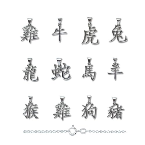 hoplo holzenplotz Chinesische Sternzeichen mit Kette Anhänger 925 Silber zodiac signs, Zeichen:Tiger von hoplo holzenplotz