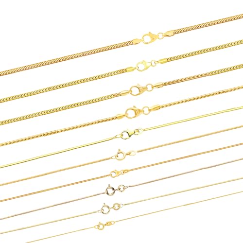 hoplo holzenplotz Edle Massive Goldkette Schlangenkette rund Halskette 585-14 Karat Gold, Breite:1.0 mm, Länge:55 cm von hoplo holzenplotz