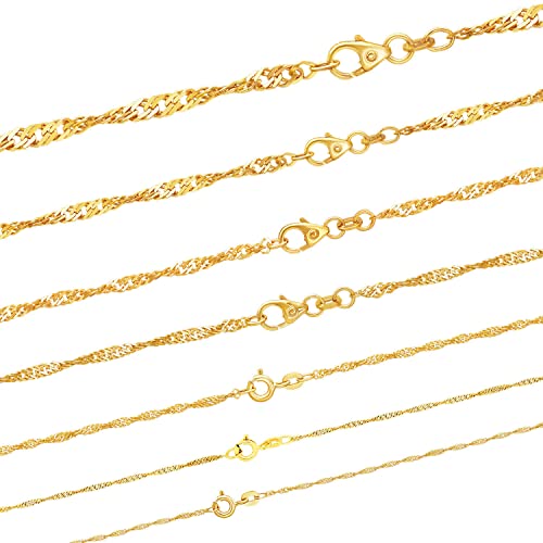 hoplo holzenplotz Edle massive Goldkette Singapurkette aus 585-14 Karat Gelbgold in Juwelier Qualität, Länge:40, Kette-Breite:1.0 mm von hoplo holzenplotz