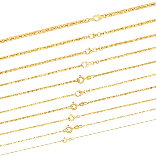 hoplo holzenplotz Massive edle Goldkette Ankerkette diamantiert 750-18 Karat Gold Juwelier Qualität - Made in Germany, Länge:42 cm, Kette-Breite:1.3 mm von hoplo holzenplotz