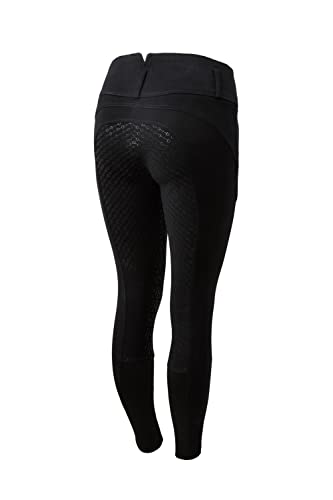 HORZE Damen Reithose Daniela, High Waist Stretch Reithose Vollbesatz mit Silikon Druck, Schwarz, 36 von HORZE