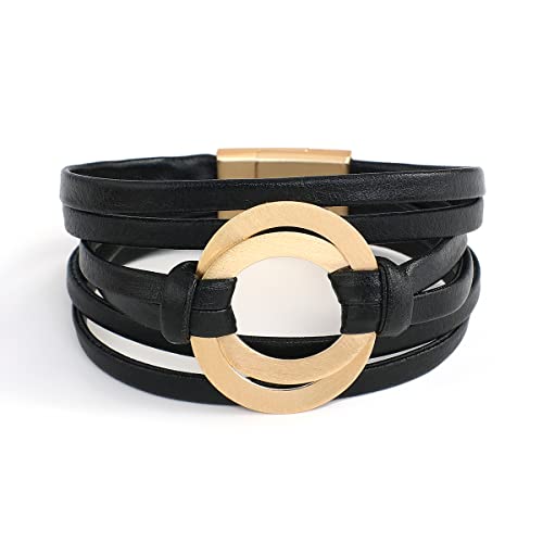 hotoo Kreis-Charm-Armbänder für Damen, handgefertigt, Leder, Wickelarmbänder für Frauen, Teenager, Mädchen, böhmische Paare, Freundschaftsarmband, Manschette, Armreif, Boho-Schmuck, Geschenk für hotoo Kreis-Charm-Armbänder für Damen, handgefertigt, Leder, Wickelarmbänder für Frauen, Teenager, Mädchen, böhmische Paare, Freundschaftsarmband, Manschette, Armreif, Boho-Schmuck, Geschenk für von hotoo
