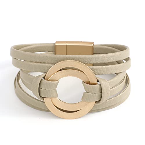 hotoo Kreis-Charm-Armbänder für Damen, handgefertigt, Leder, Wickelarmbänder für Frauen, Teenager, Mädchen, böhmische Paare, Freundschaftsarmband, Manschette, Armreif, Boho-Schmuck, Geschenk für hotoo Kreis-Charm-Armbänder für Damen, handgefertigt, Leder, Wickelarmbänder für Frauen, Teenager, Mädchen, böhmische Paare, Freundschaftsarmband, Manschette, Armreif, Boho-Schmuck, Geschenk für von hotoo