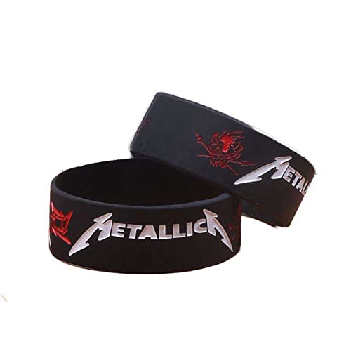 hotrodspirit - 1 Armband aus Silikon, Gruppe Metallica Schwarz Weiß und Rot Rock Roll Heavy Metal Herren Damen Jugendliche, Einheitsgröße von hotrodspirit