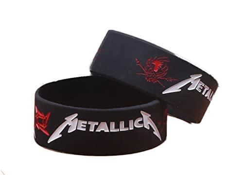 hotrodspirit - 1 Silikon-Armband mit Metallica-Gruppe, Schwarz / Weiß und Rot, Rock Roll, Heavy Metal, für Herren und Damen, Einheitsgröße, Silikon hotrodspirit - 1 Silikon-Armband mit Metallica-Gruppe, Schwarz / Weiß und Rot, Rock Roll, Heavy Metal, für Herren und Damen, Einheitsgröße, Silikon von hotrodspirit