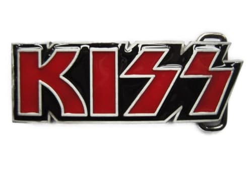 hotrodspirit - Gürtelschnalle der Kiss Schrift rot Band Hard Rock 70er Jahre, mehrfarbig, Einheitsgröße von hotrodspirit