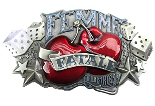 hotrodspirit - Gürtelschnalle für Damen, fatale Kirschen und Würfel Rumble 59 Rockabilly, mehrfarbig, Einheitsgröße hotrodspirit - Gürtelschnalle für Damen, fatale Kirschen und Würfel Rumble 59 Rockabilly, mehrfarbig, Einheitsgröße von hotrodspirit