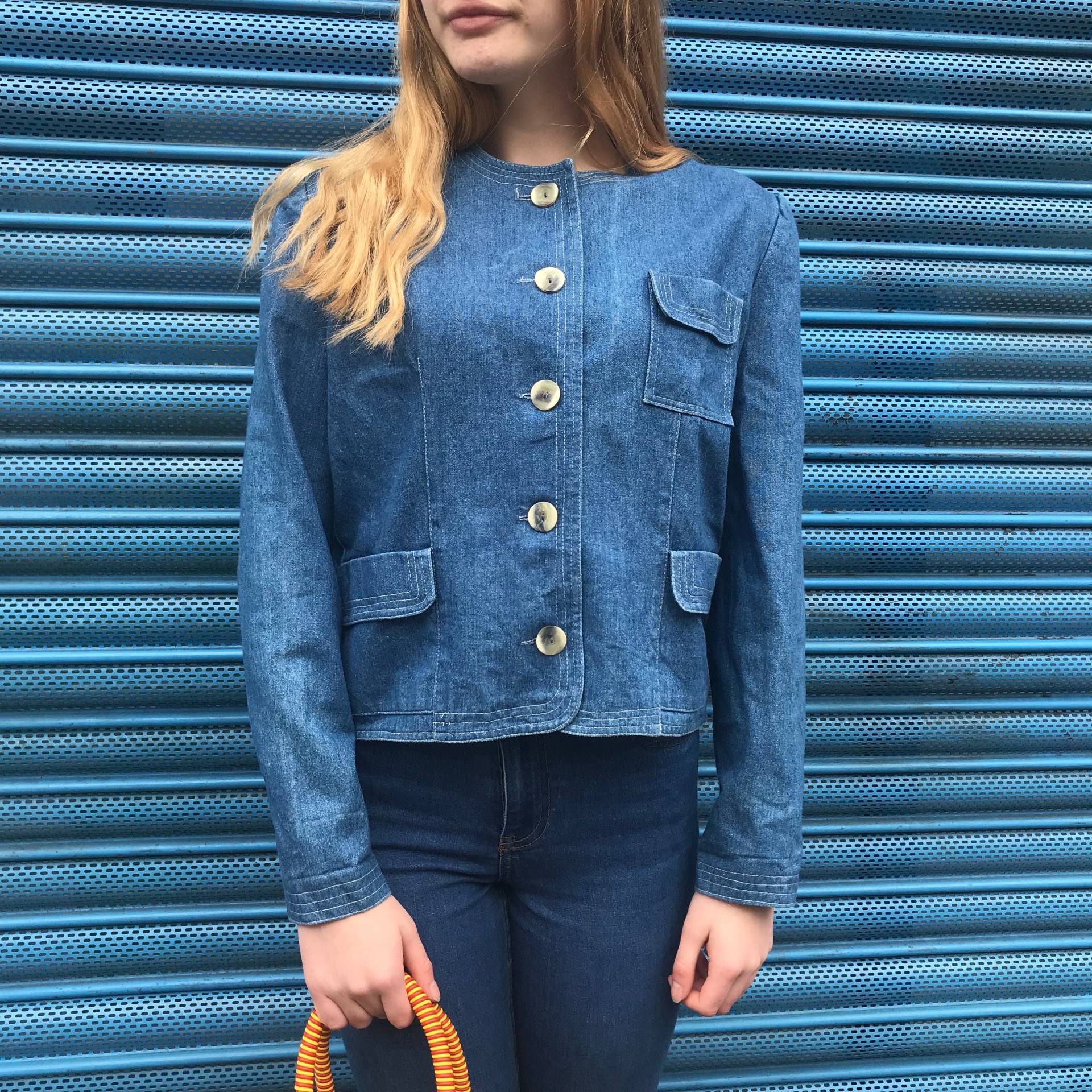 Denim Padded Shoulders Tailored Jacket Uk12/14 Denim Padded Shoulders Tailored Jacket Uk12/14 von houseofceleste