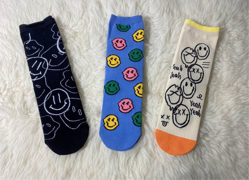 Smiley Socken 3Er-Set in 6 Varianten von houseofwildstuff