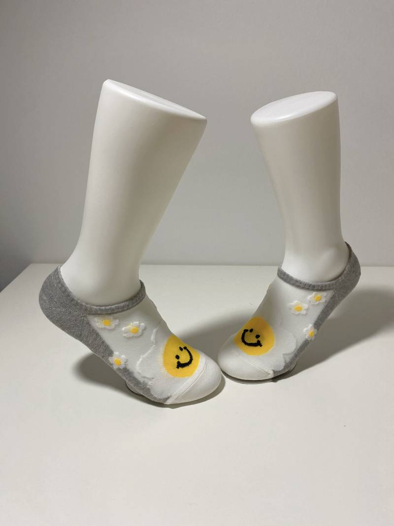 Transparente Füßlinge Smiley Motive in 5 Varianten von houseofwildstuff