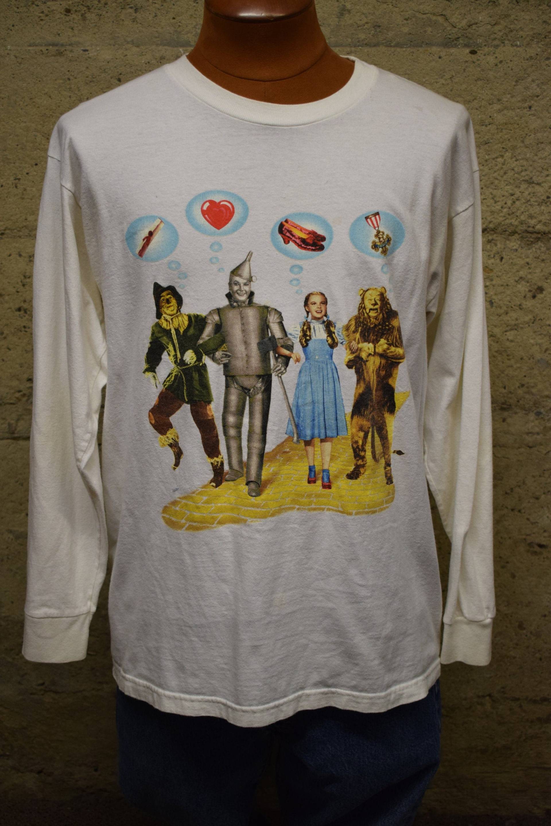 Vintage Rar 90Er Jahre Zauberer Von Oz Langarm Warner Bros. Studio Store Shirt Large Dorthey Tin Man Vogelscheuche Löwe Cartoonflachickel von hovClassics