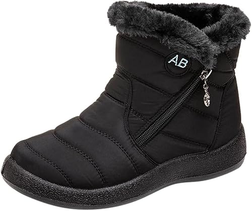 Extra breite Winterstiefel, Winterstiefel für Diabetiker, warme, mit Fell gefütterte, wasserdichte, rutschfeste Stiefeletten, Winter-Schneestiefel für Damen und Herren ( Color : Black , Size : 42/260m von howay