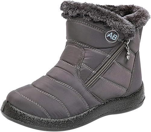 Extra breite Winterstiefel, Winterstiefel für Diabetiker, warme, mit Fell gefütterte, wasserdichte, rutschfeste Stiefeletten, Winter-Schneestiefel für Damen und Herren ( Color : Gray , Size : 42/260mm von howay