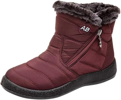 Extra breite Winterstiefel, Winterstiefel für Diabetiker, warme, mit Fell gefütterte, wasserdichte, rutschfeste Stiefeletten, Winter-Schneestiefel für Damen und Herren ( Color : Red , Size : 41/255mm von howay